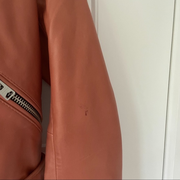 All Saints Balfern Leather Biker Jacket Rose Wood - Picture 10 of 11